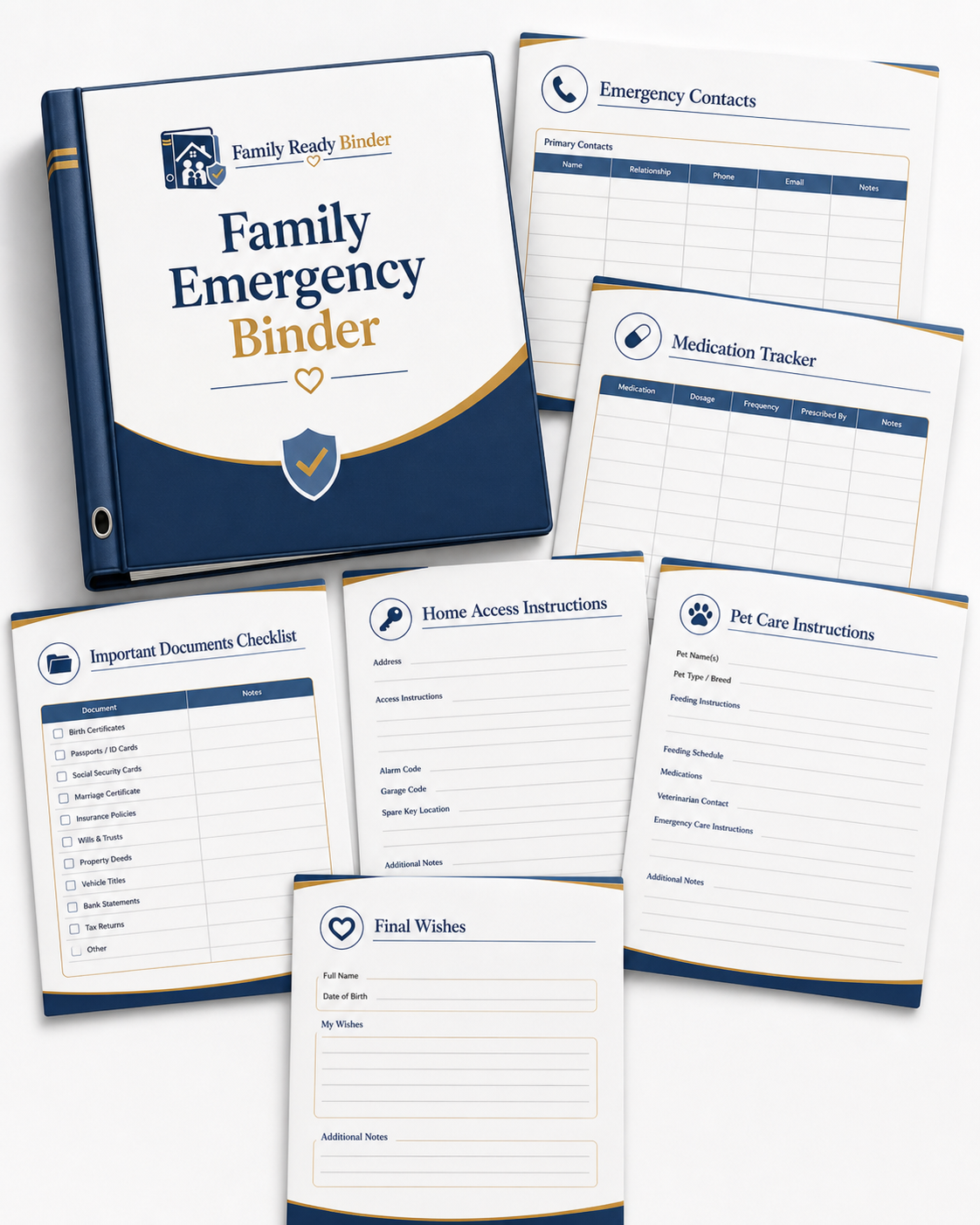 Family Emergency Binder worksheet preview